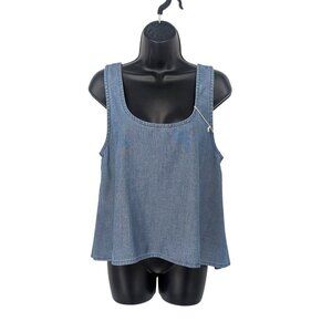 Porter Blue Chambray Swing Tank Top Coastal Minimalist Coastal Neutral Size XL
